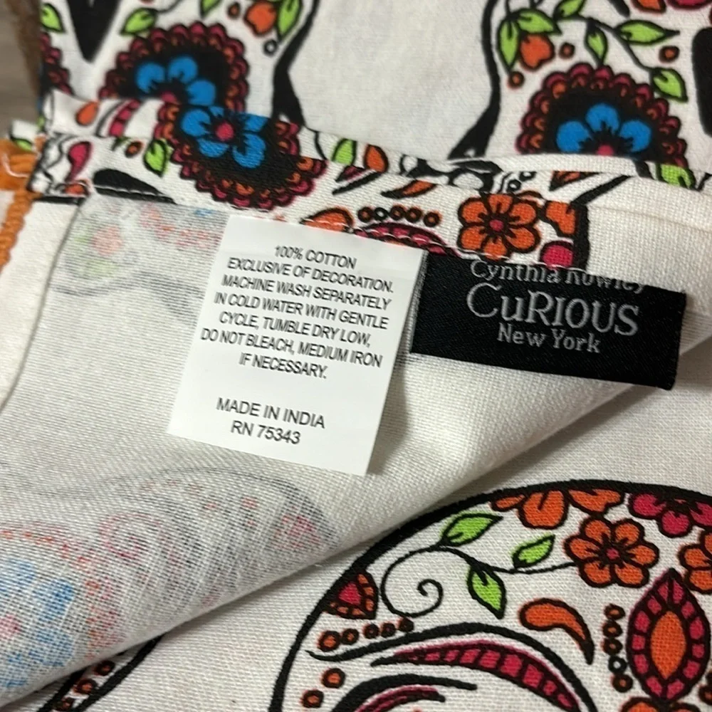 NWT! CYNTHIA ROWLEY CURIOUS SUGAR SKULL 3 PACK 100% COTTON HALLOWEEN TOWELS